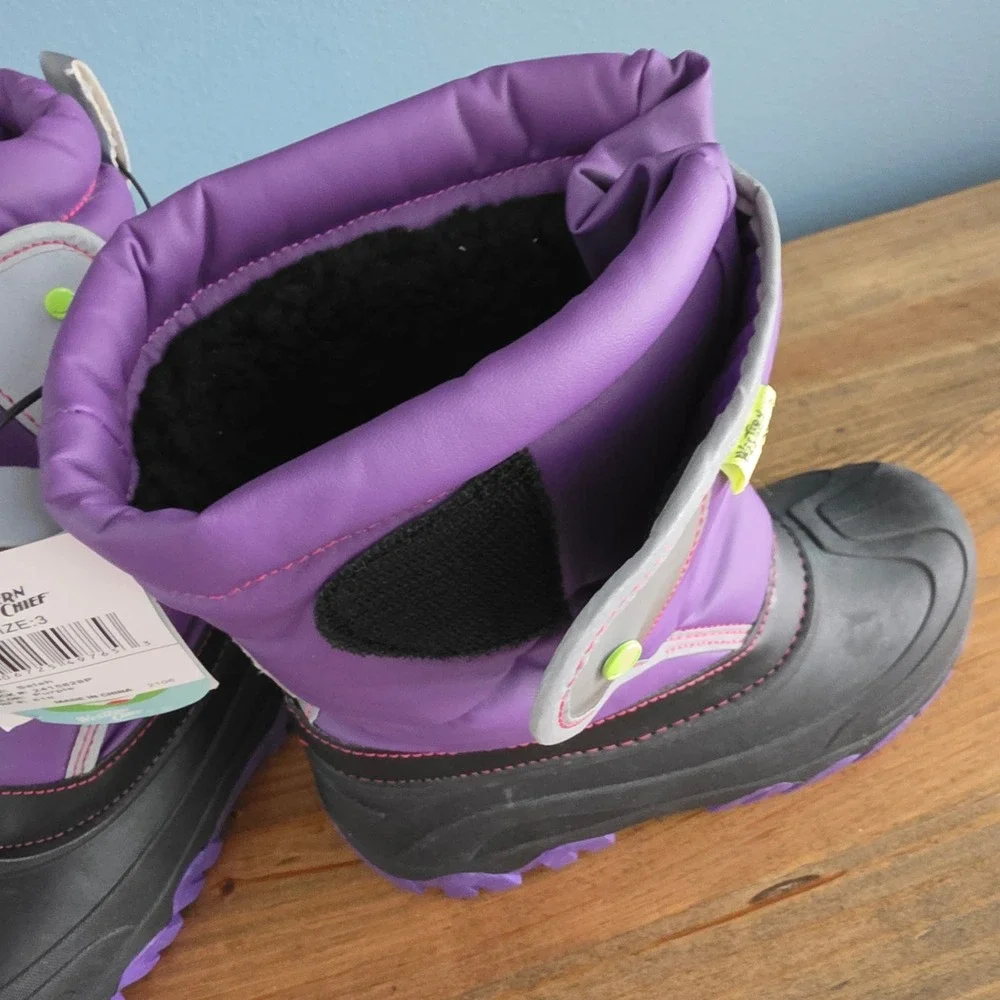 Western Chief Kids Selah Snow Boots Purple Black Waterproof Insulated Size 3